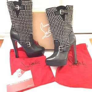 Excellent Condition! Christian Louboutin Marisa Silver Studded Boots